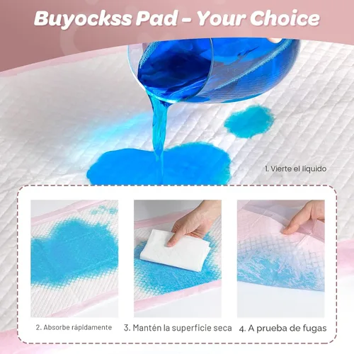 Vista 4 de 80 unidades de almohadillas desechables para cambiar pañales de bebé, 45.72 cm x 45.72 cm rosa – súper absorbentes, a prueba de fugas, de secado