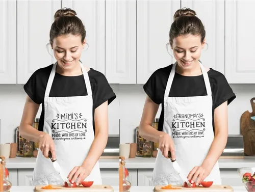 Vista 5 de Personalized Aprons for Women. Stylish Black Kitchen Apron, Perfect for Servers. Durable Apron for Women
