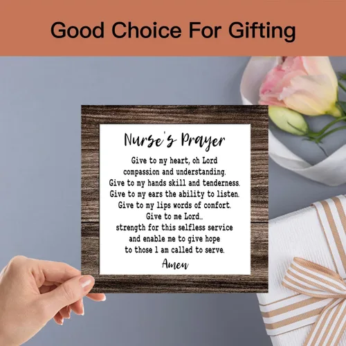 Vista 6 de Letrero de madera con soporte, regalos para enfermera, placa de madera inspiradora decoración para el cuidado de la salud mental decoración