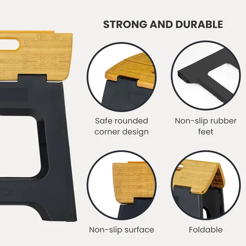 Vista 263 de Vigar Taburete compacto plegable, taburetes de 10-1/2 pulgadas para adultos de hasta 330 libras, taburete ligero, taburete plegable antideslizante