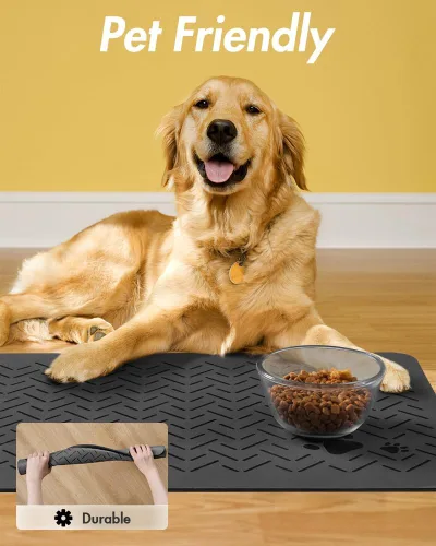 Vista 3 de MontVoo - Tapete absorbente para alimentación de mascotas, tapete de secado rápido para perros sin manchas para comida y agua, suministros