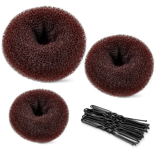 Vista 8 de TsMADDTs Fabricante de rosquillas para moños, 3 piezas de fabricante de moños negros con 20 piezas de horquillas para ballet, baile
