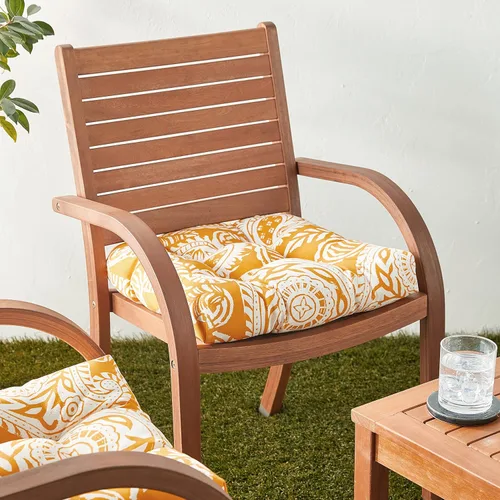 Vista 5 de Pillow Perfect Cojín floral para asiento de silla de interior/exterior, acolchonado, resistente a la intemperie y a la decoloración, 19 x 19