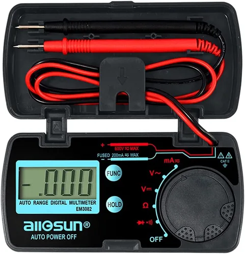 allsun Mini rango automático plegable multímetro digital probador automotriz AC DC Volt AMP Ohm LCD Voltímetro de viaje Amperímetro probador de