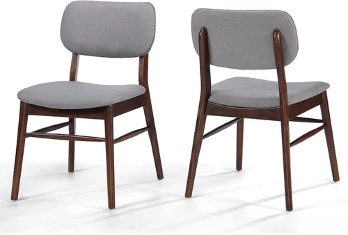 Juego de 2 sillas de comedor tapizadas de mediados de siglo con marco de madera de caucho, sillas de comedor, juegos de mesa y sillas, silla de