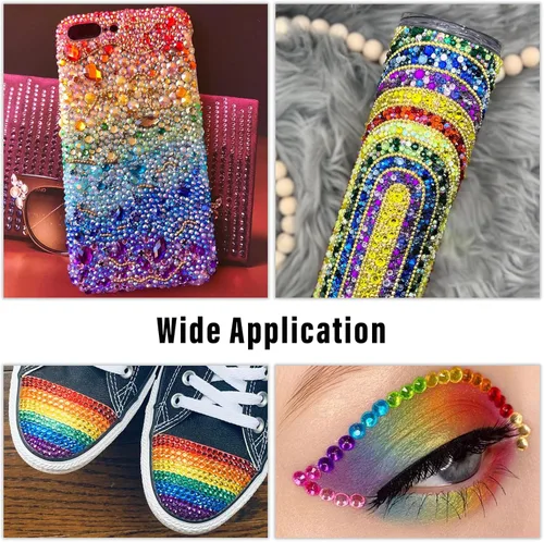 Vista 6 de 3000 diamantes de imitación de parte trasera plana, diamantes de imitación AB de parte trasera plana rosa claro para manualidades, gemas