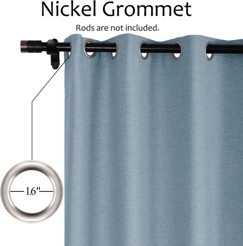 Vista 67 de Frelement Cortinas opacas de lino natural, paneles de cortinas con ojales para sala de estar, cortinas con aislamiento térmico, 52 pulgadas de ancho