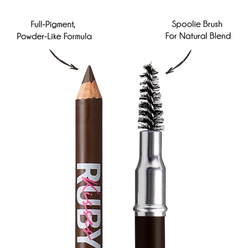 Vista 3 de Ruby Kisses GoBrow - Lápiz de cejas, afilable, de larga duración, lápiz de madera para cejas de aspecto natural (marrón medio)