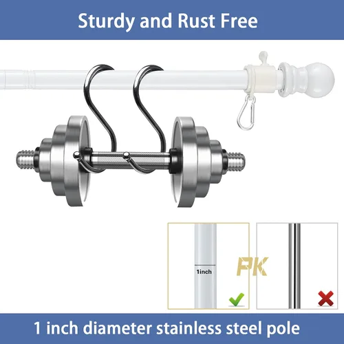 Vista 4 de Barcetine Poste de bandera de acero inoxidable de 5 pies para casa, diseño sin enredos con soporte de dos posiciones, blanco, para bandera