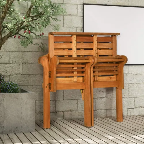 Vista 9 de Giantex Banco de madera para exteriores, banco de jardín plegable de eucalipto de 4 pies, silla biplaza para dos personas sólida con respaldo