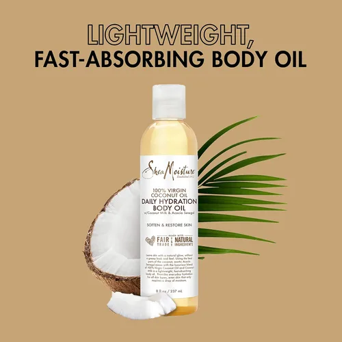 Vista 5 de SheaMoisture Aceite Corporal de Hidratación Diaria Aceite de Coco Virgen Para Piel Seca Libre de Parabenos 8 oz