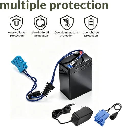 Vista 4 de Batería de repuesto de 6V 5Ah para Peg Perego 3-Pin conector niños paseo