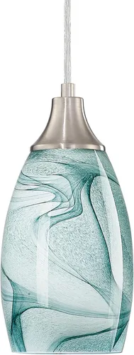 Vista 21 de Mini luces colgantes de cristal artístico para isla de cocina, pantalla colgante de vidrio de mármol con acabado de níquel cepillado, luces