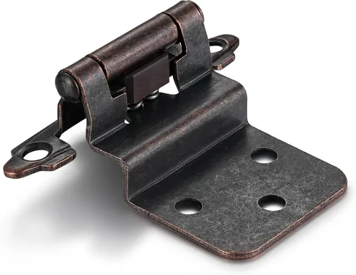 Vista 10 de 4 Pack (2 Pares) Bisagras de cierre automático de latón antiguo para puerta de gabinete de cocina, 1/2" de superposición (variable) Bisagras