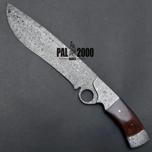 Vista 5 de PAL 2000 KNIVES Cuchillo Bowie de acero de Damasco hecho a mano de 13 pulgadas - Mango de micarta con refuerzos de acero de Damasco 1094