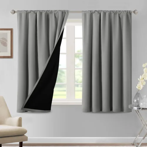 Vista 70 de H.VERSAILTEX Cortinas 100% opacas para dormitorio, 42 pulgadas de ancho x Gris paloma