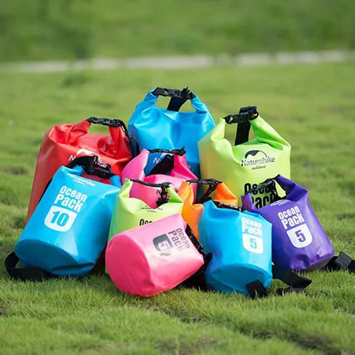 Vista 6 de Bolsa saco de lona impermeable 500 D, seca, resistente, de PVC, de 2 litros, 5 litros, 10 litros, 15 litros, 20 litros, 30 litros, para piragüismo