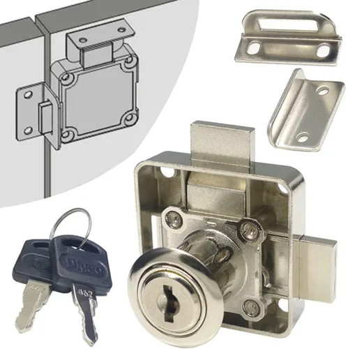 Cerradura de puerta doble para gabinete, cerradura de cajón de gabinete [con llave igual] Cerradura de puerta de doble pestillo [montada en la