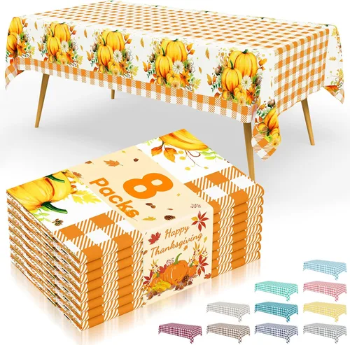 Vista 36 de Smiry 8 paquetes de manteles desechables Gingham, 54 x 108 pulgadas, manteles de plástico impermeables rectangulares en diseño a cuadros