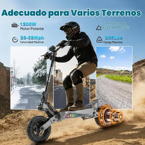Vista 2 de Fast Electric Scooter Adults, 1200W/5600W Off Road E Scooter, 35/50 Miles Long Range, 35/50 MPH Top Speed, 10/11" Tires, Foldable Kick Scooter for