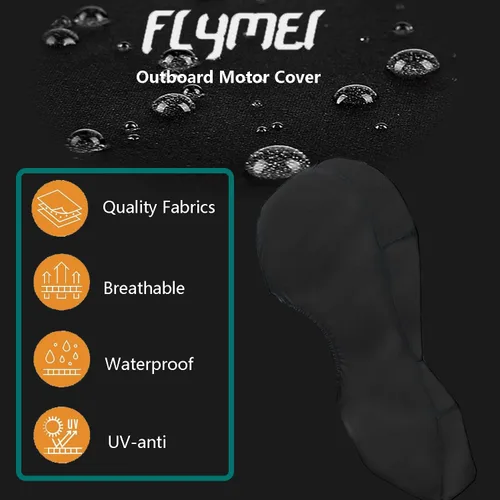 Vista 3 de FLYMEI Cubierta de motor fuera de borda para motor de 0 a 5 HP, cubierta de motor de barco completa, impermeable, 600D, tela Oxford resistente