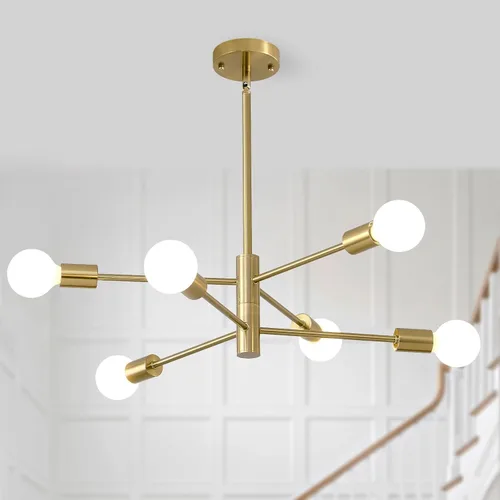 Vista 11 de HHR Candelabro Sputnik de 4 luces, Candelabro Moderno Negro Lámpara de Techo, Candelabros de Altura Ajustable para Comedor Isla de Cocina