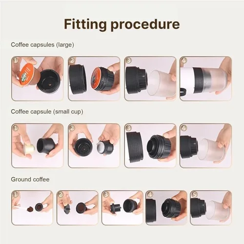 Vista 4 de Máquina de café espresso portátil, cafetera eléctrica inalámbrica 3 en 1, cafetera autocalentable compatible con café molido, con USB-C
