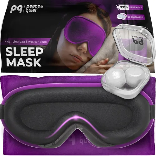 Vista 7 de Peace&Quiet Máscara de dormir PQ para dormir de lado - Máscara de dormir con bloqueo de luz contorneada 3D para mujeres y hombres, cubierta ligera