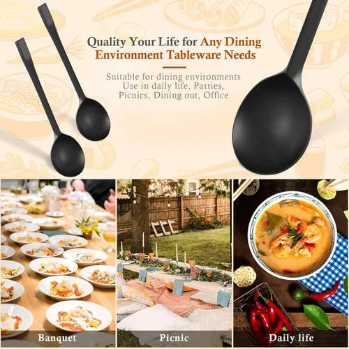 Vista 5 de 200 cucharas de sopa de plástico pesadas, cucharas desechables para fiestas, pequeñas cucharas de sopa de plástico para uso diario, boda