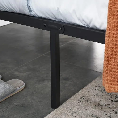 Vista 47 de VECELO Base de cama de tamaño individual con cabecero y estribo de madera, base de colchón con listones de metal fuertes y soporte antideslizante