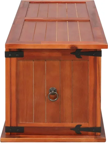 Vista 5 de Tidyard Cofre de almacenamiento de madera de acacia con pestillo y asas, baúl de madera para dormitorio, armario, hogar, decoración de muebles