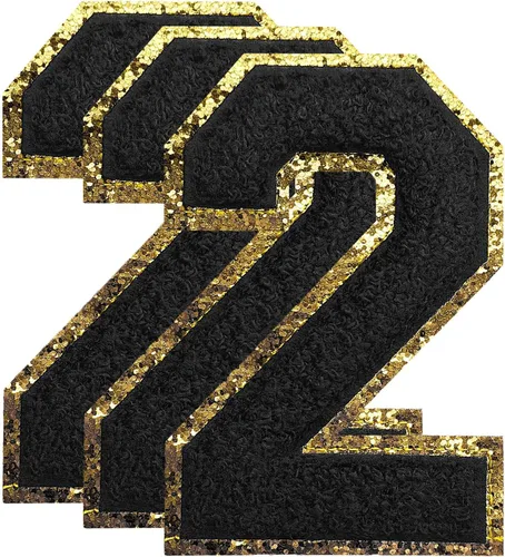 Vista 17 de 3 parches de letras de felpilla negra, parches de letras termo-adhesivas de 4-1/2", parches universitarios para ropa, S