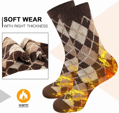 Vista 3 de Heatuff Calcetines de lana de invierno para hombre térmicos cálidos suaves 5 pares Normal Thick - Multicolor 2