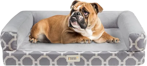 Vista 26 de Friends Forever - Cama ortopédica para perros medianos, cama de espuma viscoelástica impermeable para perros M con funda extraíble y lavable, gris