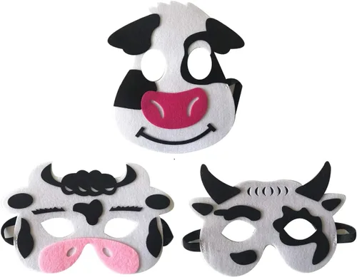 Vista 5 de Máscaras de fieltro de 3 piezas máscaras de Halloween de animales accesorio de fiesta de disfraces Juego de padres e hijos