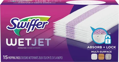 Vista 11 de Swiffer WetJet Limpiador para Pisos de Madera, Recarga para Mopa con Aerosol, Multisuperficie, 12 Unidades (El Embalaje Puede Variar)
