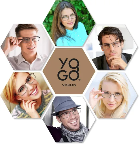 Vista 3 de Yogo Vision Bifocal Reading Glasses 2 Pack Metal Full Rim Readers Rectangle Glasses for Reading Men and Women