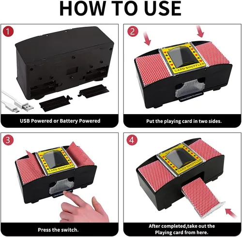 Vista 5 de Ni-SHEN 2/4/6 Decks Automatic Card Shuffler USB/Battery Operated Electric Shuffler for Family Party Poker/Blackjack/UNO