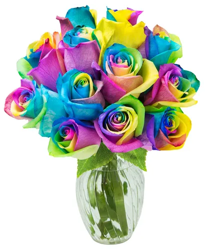Vista 9 de KaBloom Entrega de primera temporada: elegante ramo en cascada de 4 rosas rosas, 4 rosas amarillas, 4 rosas blancas. Regalo para cumpleaños