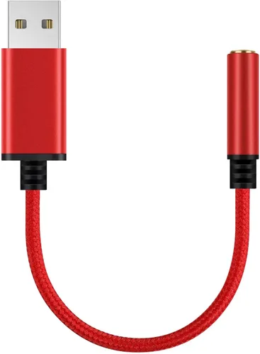 Vista 3 de Cable adaptador de auriculares de audio USB a conector de 0.138 in de 0.6 pies, tarjeta de sonido estéreo externa compatible con auriculares USB a