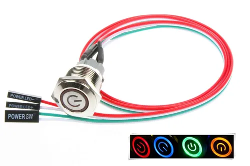 Vista 6 de NOYITO Interruptor de chasis de 0.472 pulgadas, interruptor de botón de metal con cable de extensión de 22 pulgadas, rojo, amarillo, azul, verde