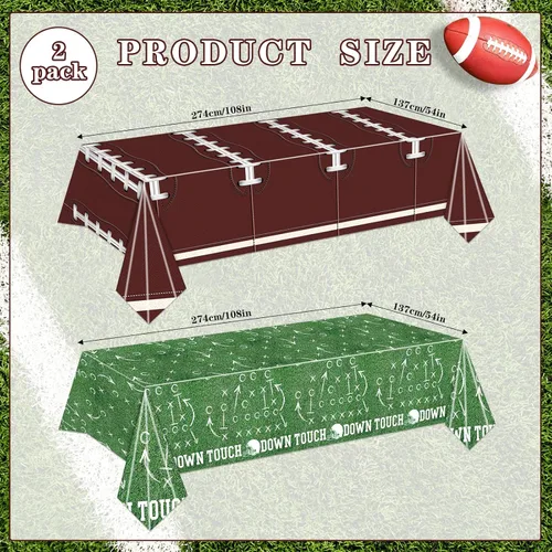 Vista 2 de Mantel de fútbol de plástico, manteles desechables para mesa rectangular, para el día del partido, decoración de fiesta de cumpleaños, suministros
