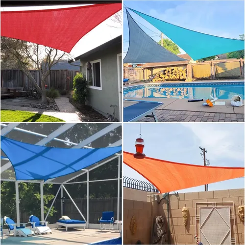 Vista 2 de E&K Sunrise - Toldo tipo vela triangular de 15 x 15 x 15 pies, toldo con bloqueo UV para sombra, para patio, jardín, terraza, exterior (arena)