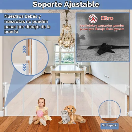 Vista 5 de Puertas retráctiles reforzadas extra largas de 120 pulgadas para marcos de puertas, puerta extra ancha para mascotas interior, puertas retráctiles