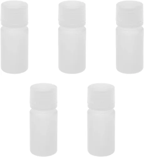 Vista 5 de Othmro 5 recipientes de plástico de 0.5 onzas, botellas de reactivo químico de laboratorio, botellas de almacenamiento sólido líquido de boca