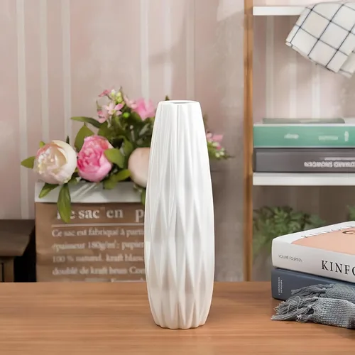 Vista 54 de White Ceramic Flower Vase,12 Inch Tall Modern Textured Vases for Home Decor,Table Centerpieces,Farmhouse,Shelf,Living Room Decorations Minimalist