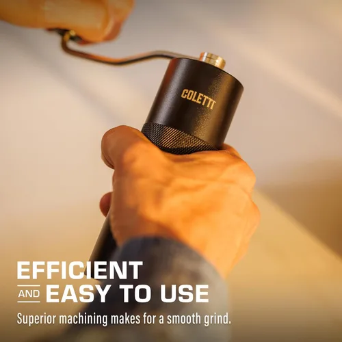 Vista 8 de COLETTI Molinillo de café manual Crag – Molinillo de café manual – Molinillo de mano de precisión de fresas CNC, resistente para viajes, camping