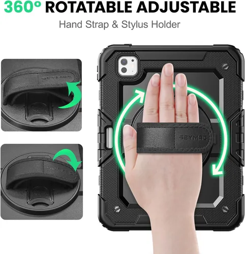 Vista 3 de SEYMAC para iPad Pro de 11 pulgadas Funda M5 2025/M4 2024, Funda Protectora Resistente a Prueba de Golpes con Protector de Pantalla, Soporte