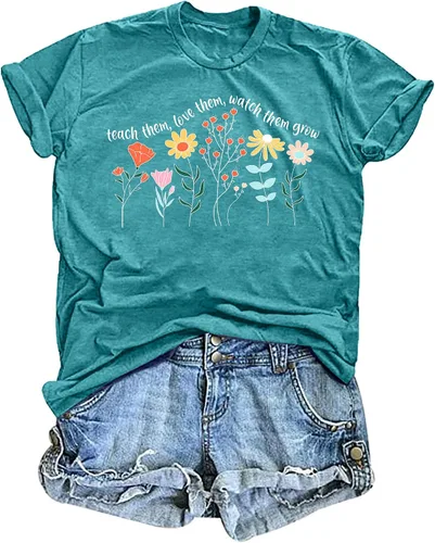 Vista 17 de Camisetas para profesores de ABCD para mujer, camiseta de manga corta para B-Negro