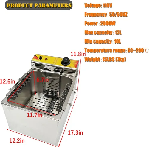 Vista 4 de 12L Queso Hot Dog Sticks Freidora Eléctrica Profunda Perro Máquina Freidora De Perro De Maíz Caliente De Acero Inoxidable Multifuncional Freidora